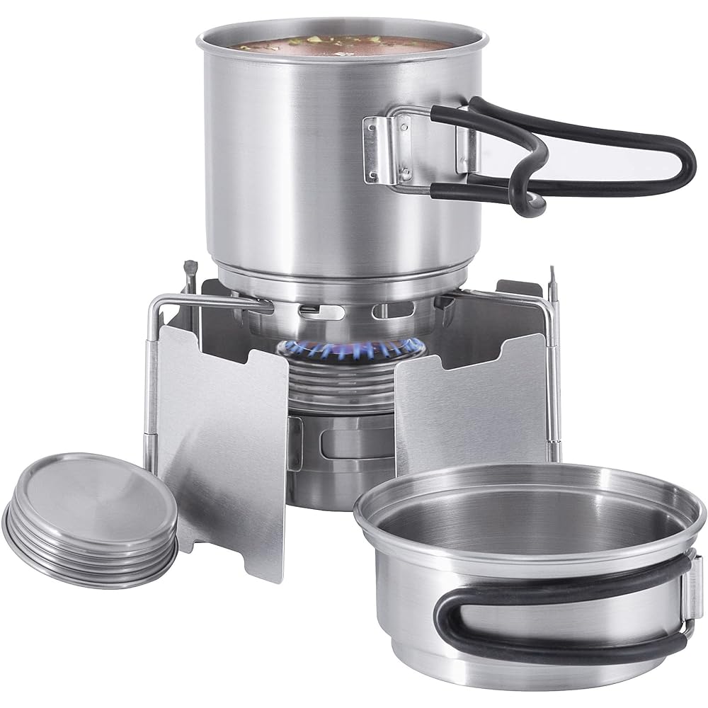 [TATONKA] Burner & Cooker 4 Piece Set Stainless Steel with Bag