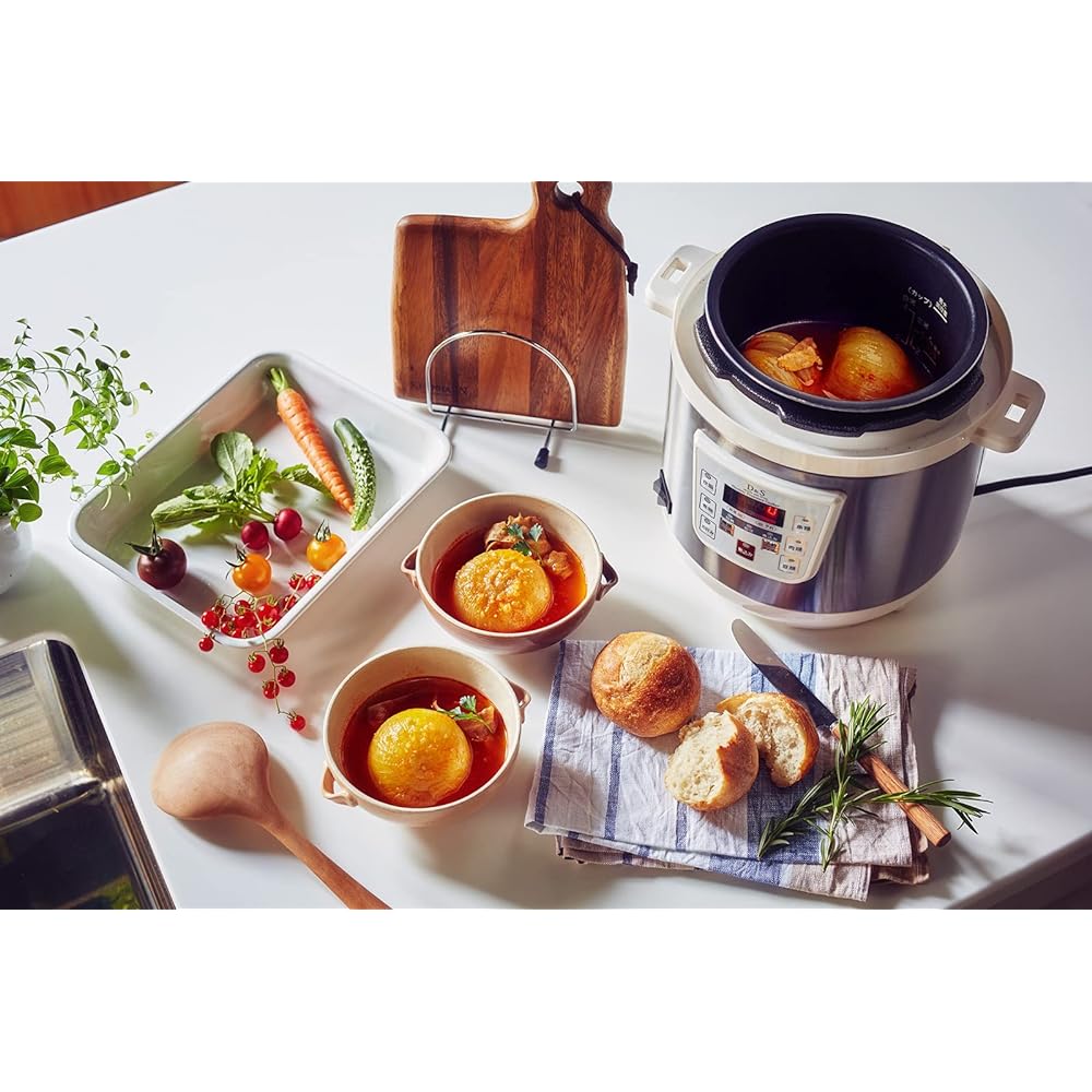 D&S Electric pressure cooker for easy cooking, just add ingredients and press the timer, 2.5L, white, electric pressure cooker for easy pressure cooking, with timer function, with glass lid that can be reheated STL-EC30