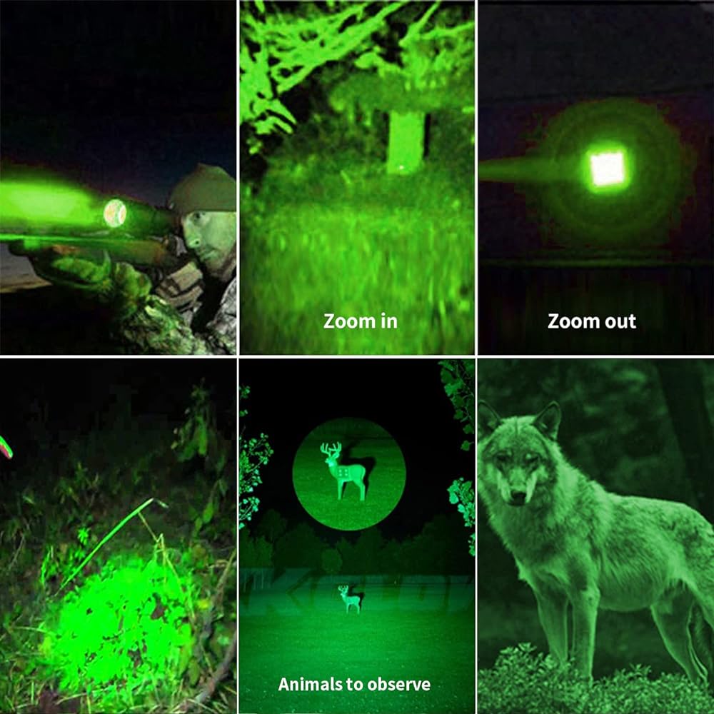 Rechargeable Green Light Tactical Flashlight, 500 Yard Green Hunting Light Zoom Flashlight Pig Predator Lamp with Pressure Switch Universal Picatinny Orbital Mounting Kit.