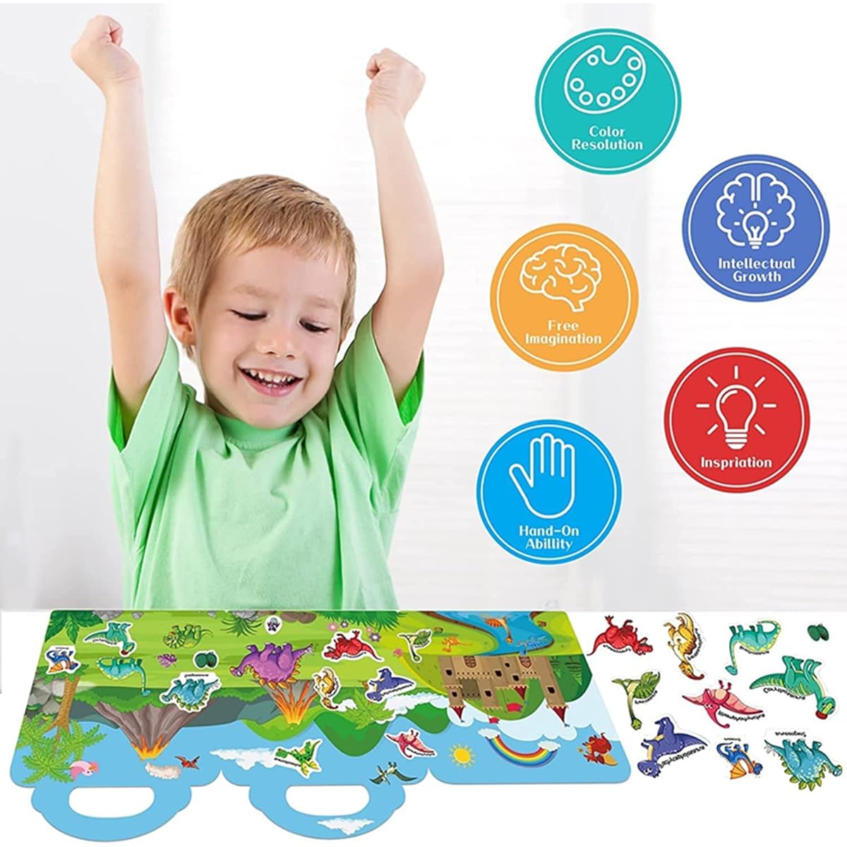 Sticker Book for Kids 2-4 Reusable Sticker Book 1-3 Years Dinosaur Sea Animals Space Stickers Activity Book Stickers for Kids Educational Learning Toys for Boys Girls Birthday Gifts