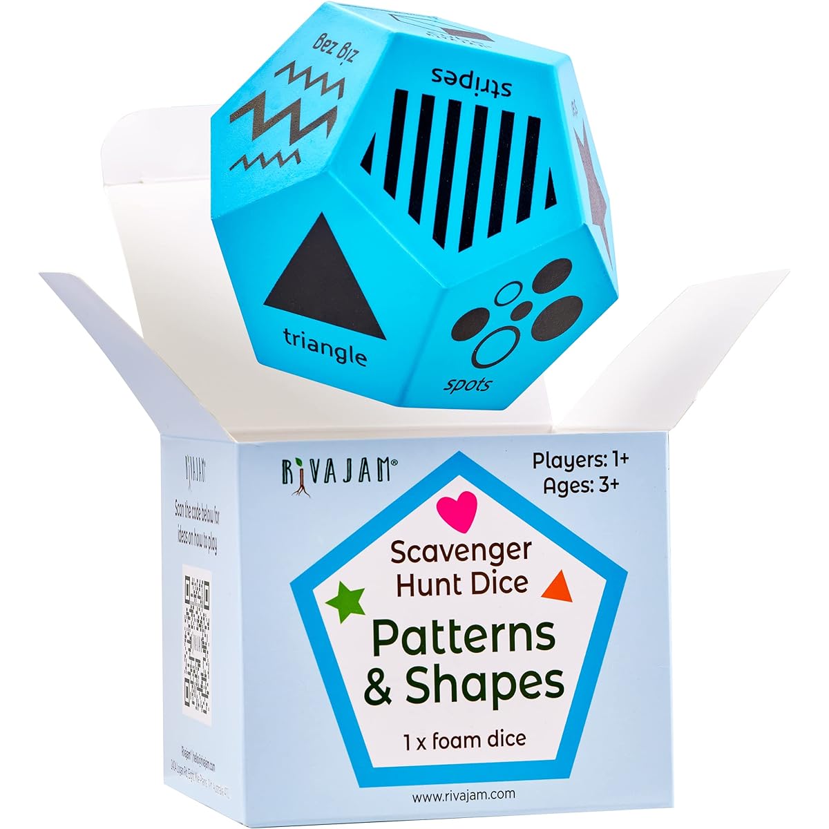 Rivajam Shapes and Patterns in Nature Jumbo Foam Dice for Toddlers - Preschool Learning Activities and Pattern Recognition Resources for Kindergarten