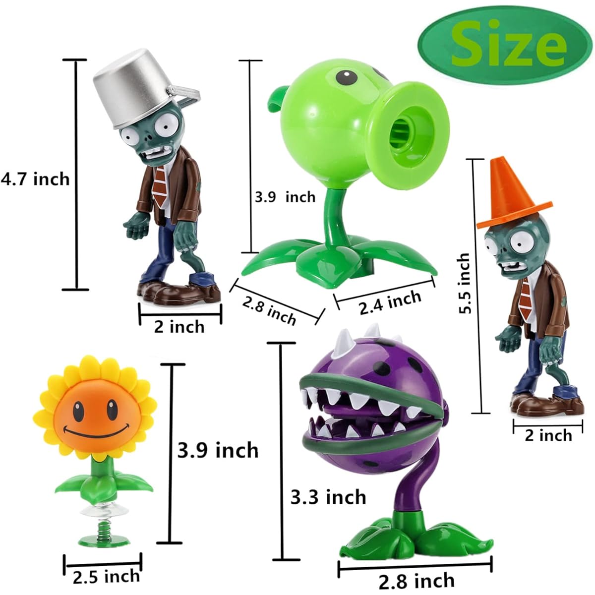 7 Pieces Plants and Zombies Toys Action Figures Zombies PVZ Toy Set 1 2 Series Great Gift for Kids and Fans Birthday Christmas Party