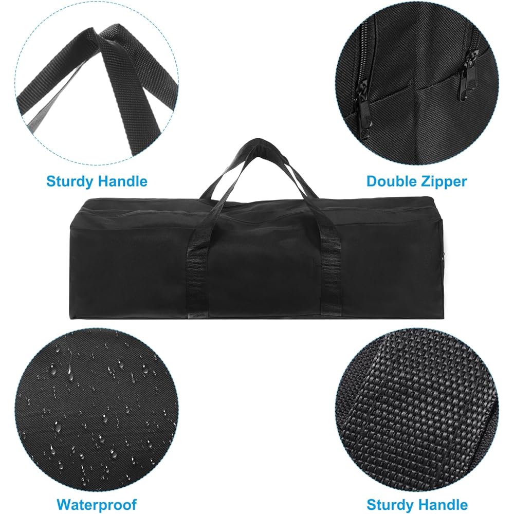 PATIKIL 65cm Camping Chair Replacement Bag Chair Storage Bag Carrying Bag 2 Pieces Nylon Foldable Large Dual Bag with Zipper Outdoor Black