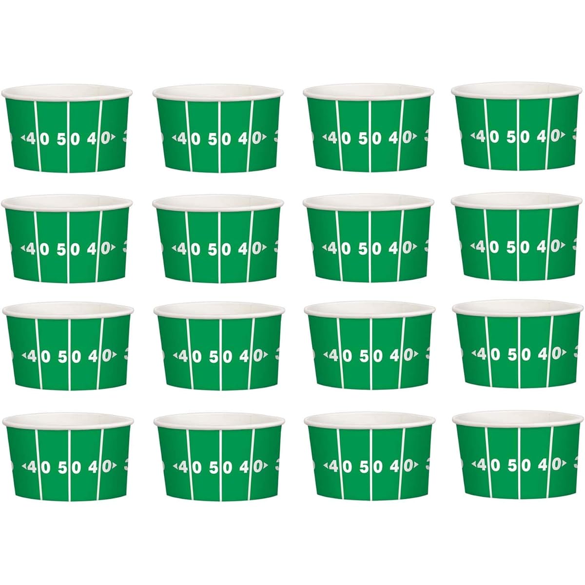 Football Party Supplies - Green Yard Line Paper Cups for Snacks and Favors, 9.5 oz Size (Makes 16)