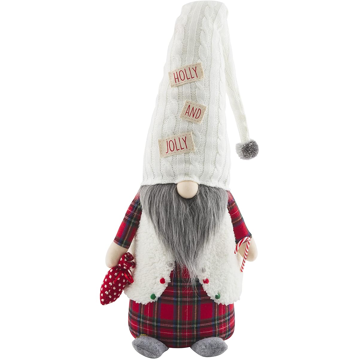 Mud Pie XL Light Up Gnome Sitter, Holly