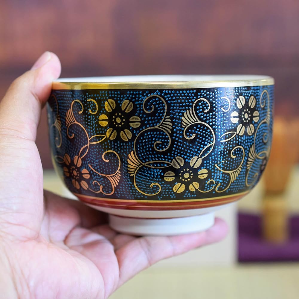 Matcha bowl, pottery, tea utensils, Kutani ware, matcha tea bowl, Aograin Tessen brand, matcha tea bowl, Japanese tableware, made in Japan
