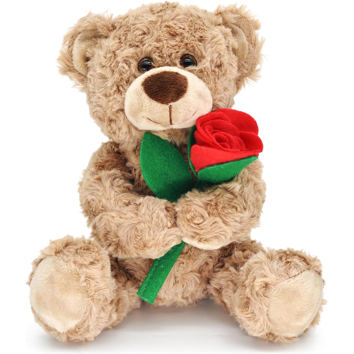 Bakalizoo 12" Plush Teddy Bear Doll with Rose Soft Stuffed Animal Valentine's Day Gift for Her/Girlfriend Lover Mom Kids
