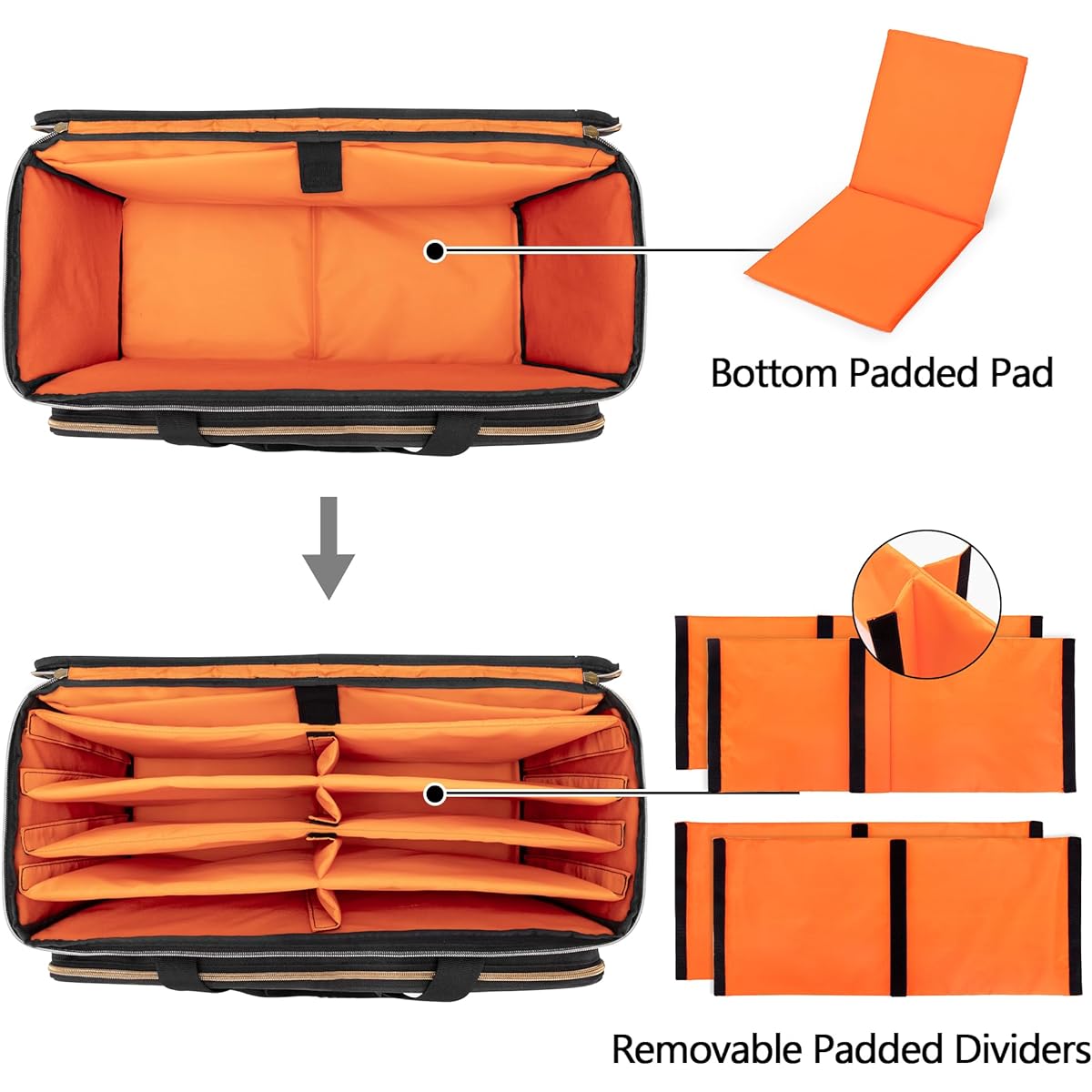 Trunab Large Travel DJ Cable File Bag with Removable Inner Dividers and Padded Compartments for 15.6" Laptop Cable Organizer Bag for Cords/Sound Equipment/DJ Gear/Musician Accessories