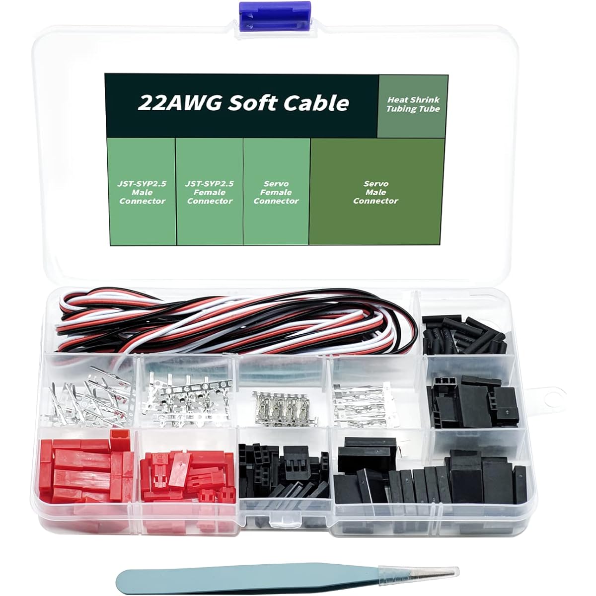 JST Connector Kit SNLLMZI Servo Connector Kit 40 Sets Servo Plug Male Female Connector Crimp Pin Cable Kit for RC Hitec Spektrum Models Servo Connector Model Receiver Battery ESC Connection