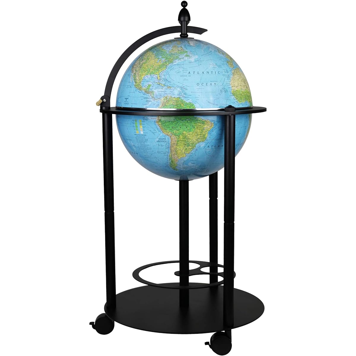 Replogle Illuminated Empire Bar Globe, 16" Diameter, Blue Ocean Topographic/Political Map, Updated Map, Made in the USA