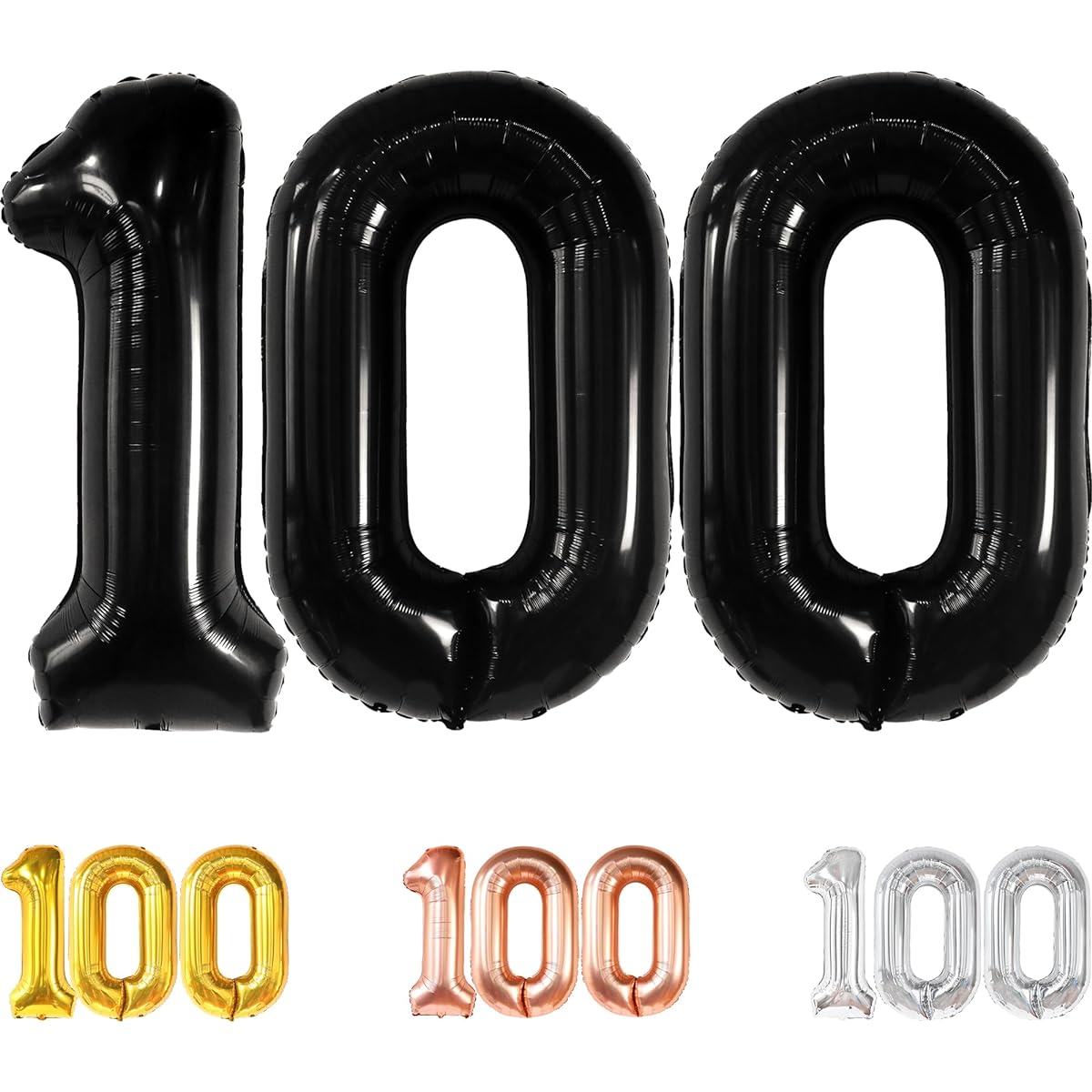 Number 100 foil balloon black