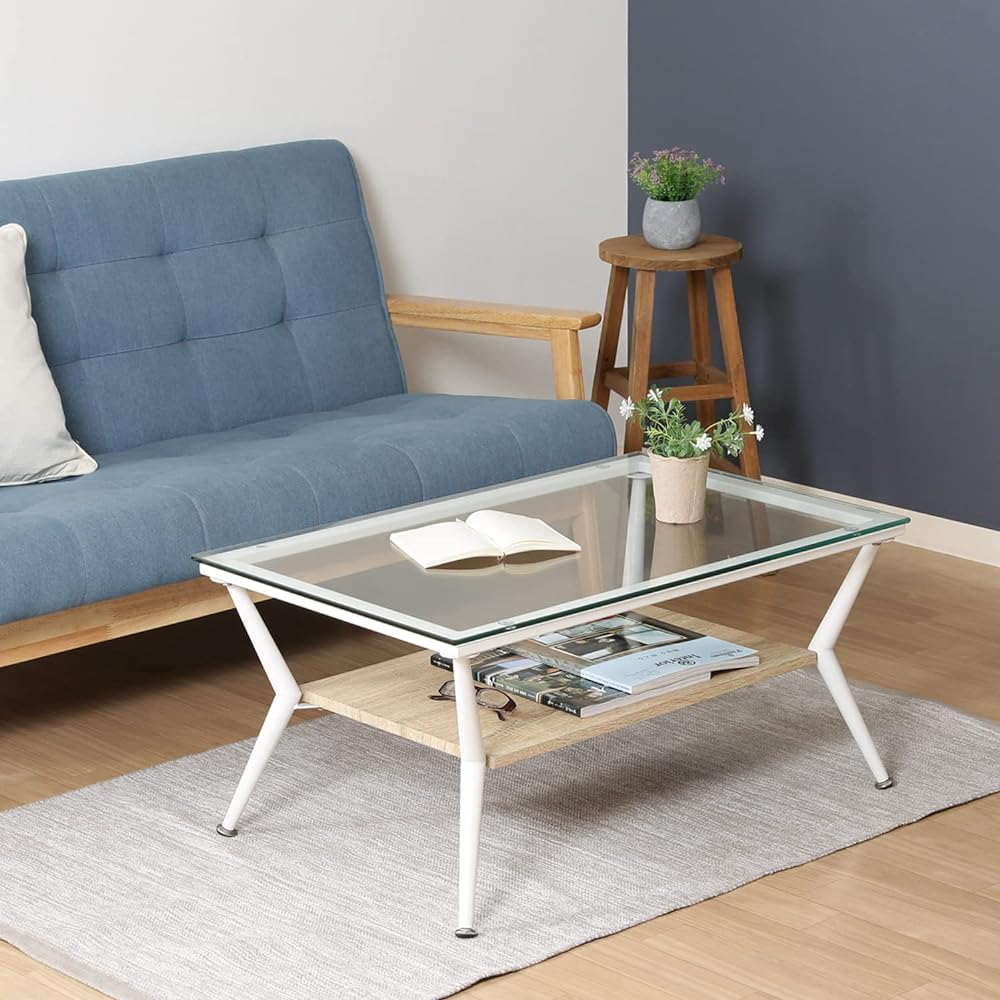 Fuji Boeki Display Low Table Width 80cm Natural Tempered Glass Claire 96226