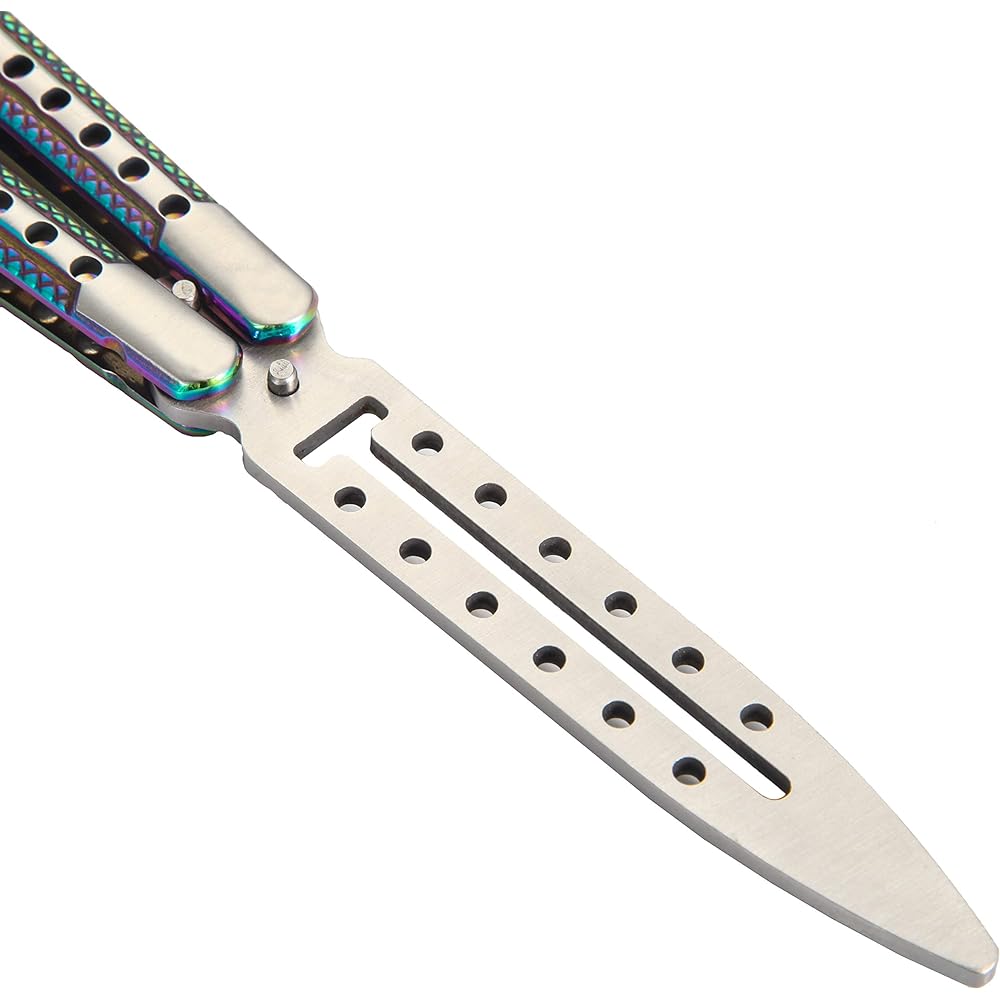 No/Brand Butterfly Knife Tactical Trainer Practice Folding No Blade Handle, Hole on Blade