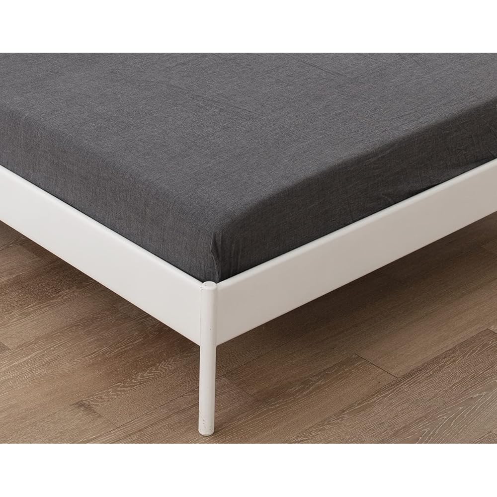 Fitted Sheet, Wide King, 200x200x30cm, Mattress Cover, 100% Organic Cotton, Washed Cotton, Gusset Approximately 30cm, Bed Sheet, Bed Cover, For Both Western and Japanese Style, Mite Resistant, Charcoal Gray