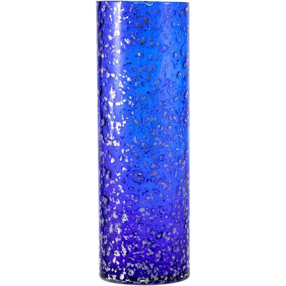 Otsuka Glass Flower Market Pro Cylinder Flower Base Handmade Vase Height 30 x 10cm Blue Made in Japan 5594BU-OT