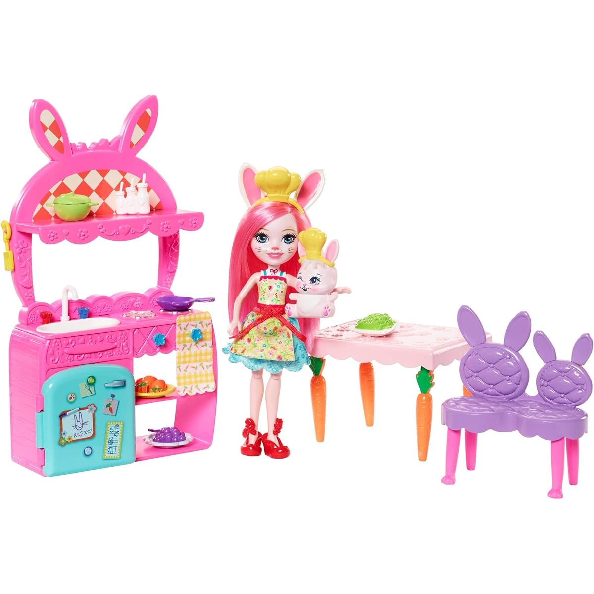 ENCHANTIMALS KITCHEN Fun Playset + Bree Bunny Doll & Twist Figure