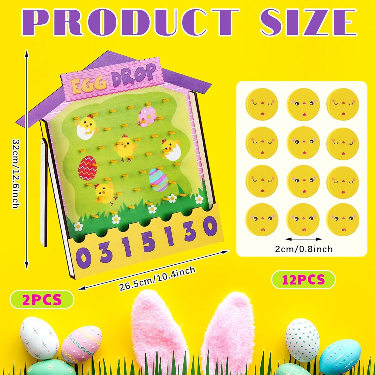 ShinyRelief 2 Sets Easter Disc Drop Game for Kids, Disc Drop Board, Disc Drop Board with 6 Discs, Easter Egg Wooden Drop Game, Easter Funny Giveaways, Drop Board Game, Homeschool Activities, Easter Party Supplies, Gifts