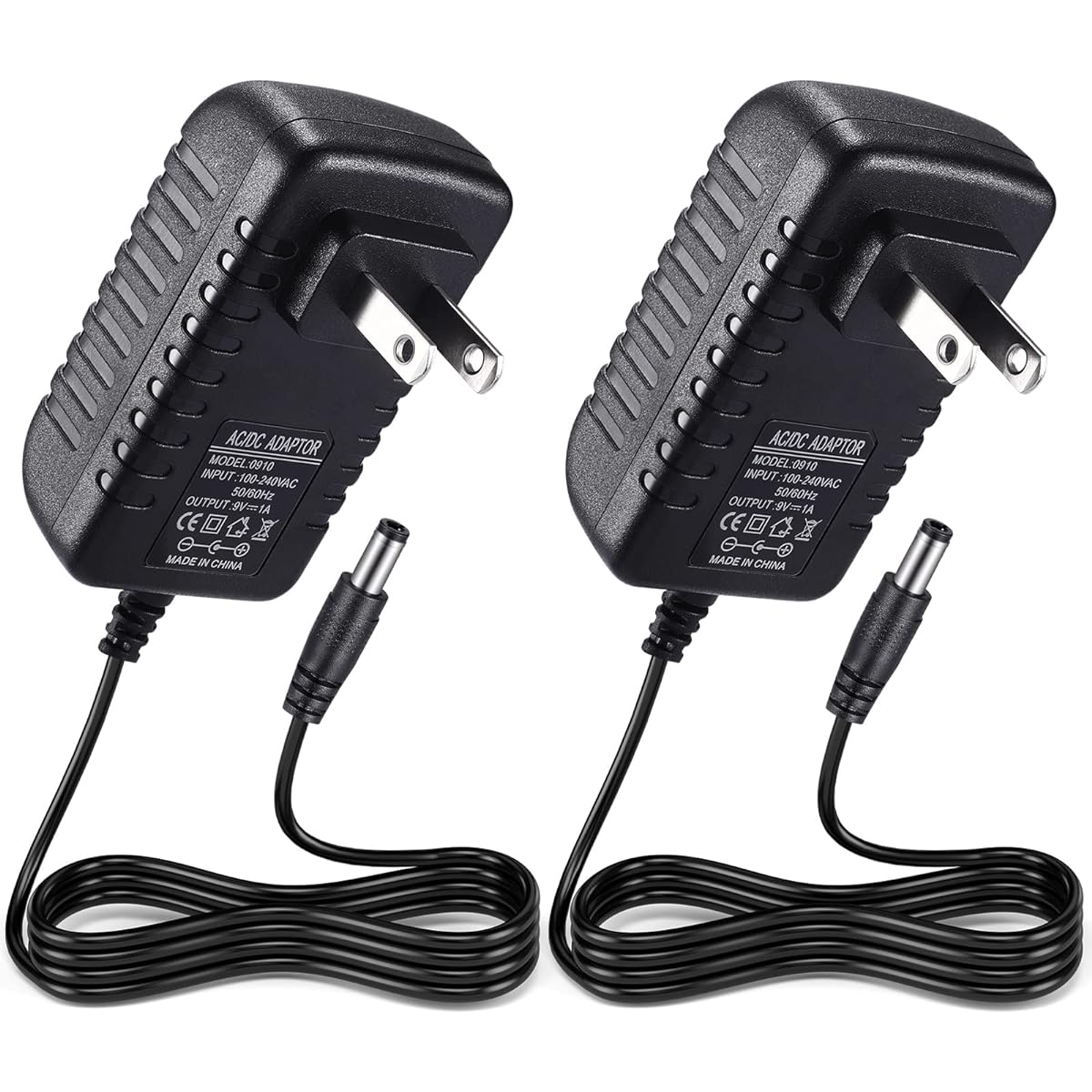 TOBWOLF 2pcs 9V 1A Power Adapter 9W AC 100V-240V to DC 9V 1A Universal Switching Transformer 9V 1A Switching Adapter AC to DC Converter for MP3 MP4 Router 5.5mm x 2.5mm Plug