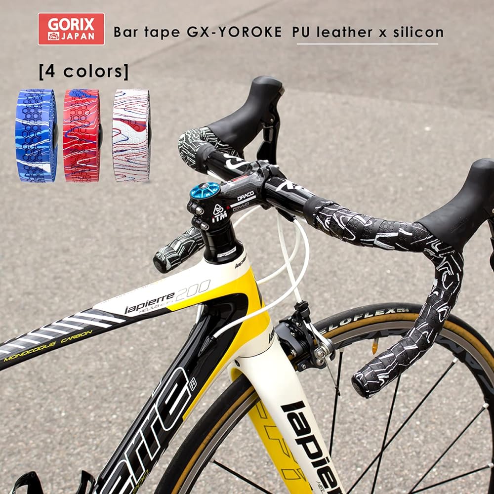 GORIX Bar Tape Road Bike Silicone (GX-YOROKE) Bicycle Handlebar Tape, Stylish, Shock Absorption, Pattern Design, Grip Power, Handle Grip