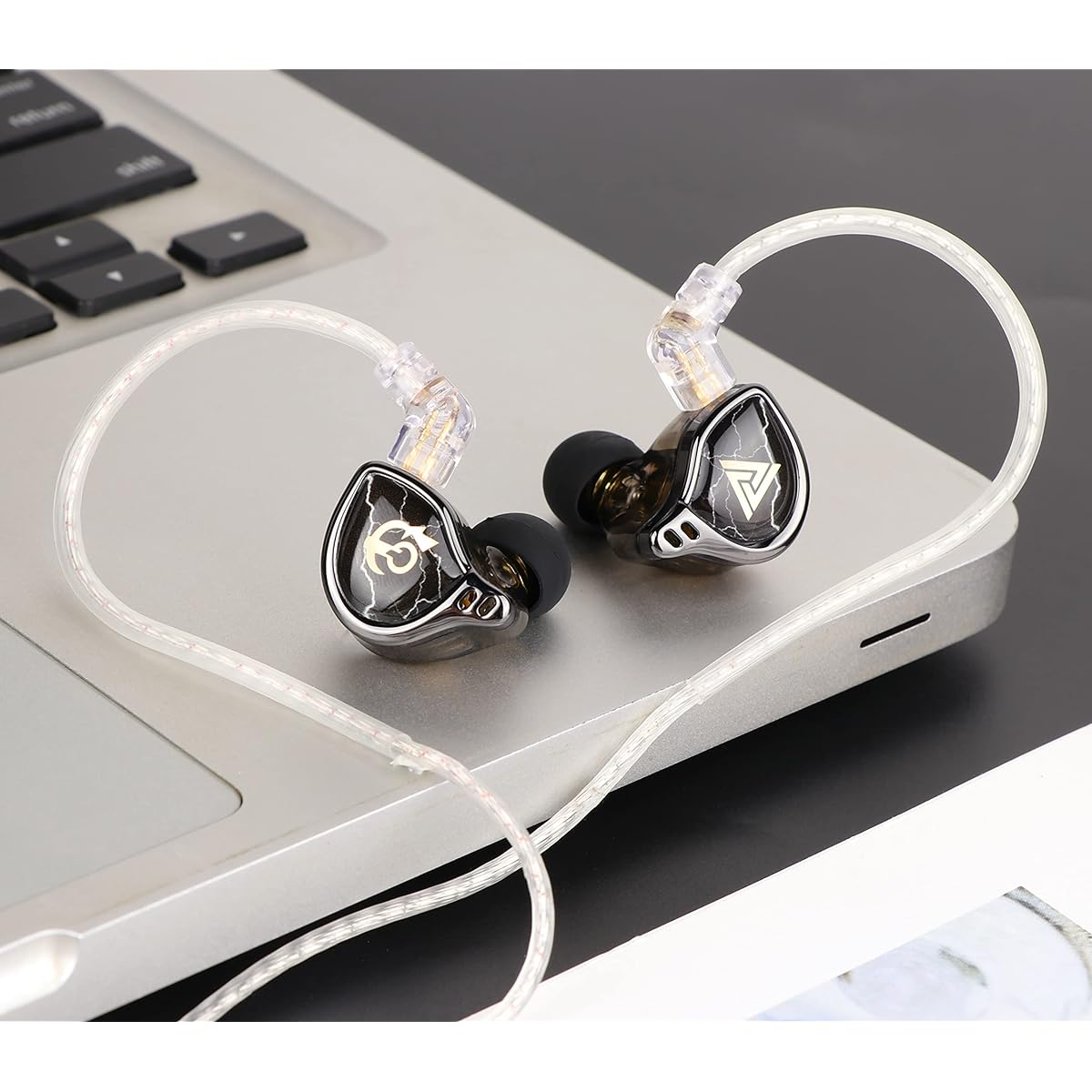 0 Q HBB 10 Titniu-oted Diphg HiFi in-E onito with ei-Open v, Dethble 2Pin ilve-Plted ble, Noie neng fo udiophile (Bl, Without i)