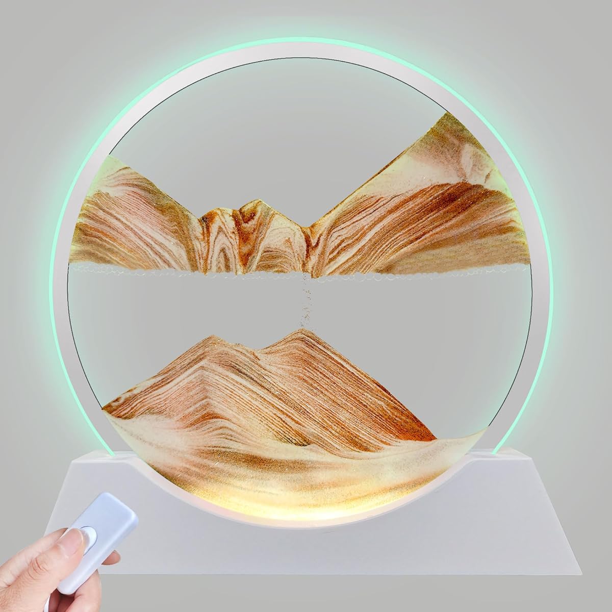 Aoderun 12" Moving Sand Art Liquid Movement with Light 3 Color Changing Sand Art Pictures Round Glass 3D Deep Sea Sand Art Sandscape for Adults Relaxing Toys Desktop Home Office(Orange)