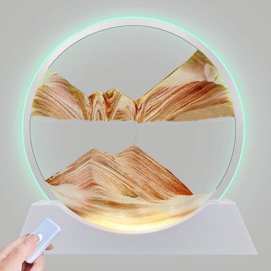 Aoderun 12" Moving Sand Art Liquid Movement with Light 3 Color Changing Sand Art Pictures Round Glass 3D Deep Sea Sand Art Sandscape for Adults Relaxing Toys Desktop Home Office(Orange)