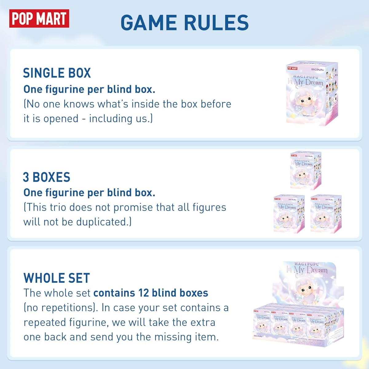 POP MART HACIPUPU in My Dream Blind Box Figures Random Design Box Toys Modern Home Decor Collection Toy Set for Desk Accessories 12pcs
