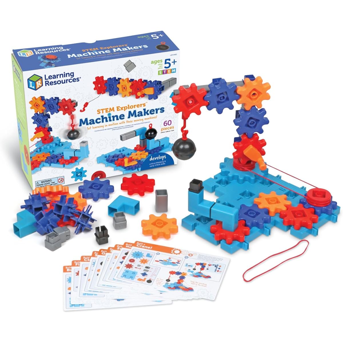 Learning Resources STEM Explorers Machine Makers, 50 Pieces, Ages 5+, STEM Toys, STEM Building Toys, STEM Kits, Engineering Toys, Build it Yourself Toys