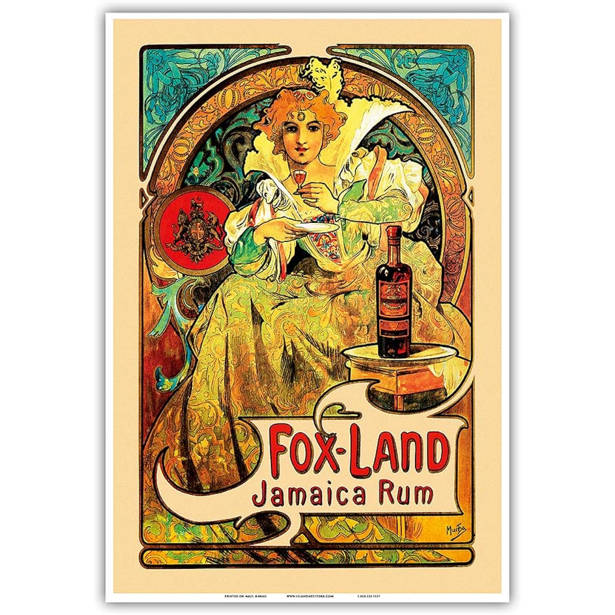 Fox Land Jamaica Rum - Vintage Advertising Poster by Alphonse Mucha 1897 - Master Art Print 13" x 19"