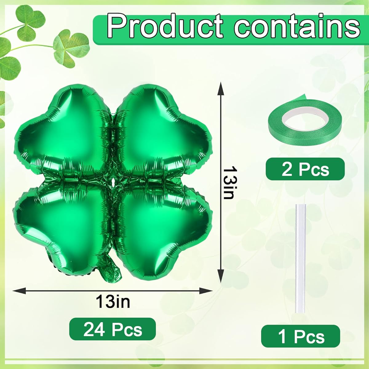 FEBSNOW St. Patrick's Day Shamrock Foil Balloon Decorations 24 Pieces FEBSNOW Lucky Shamrock Balloon Garland St. Patrick's Day Irish Festival Party Decorations
