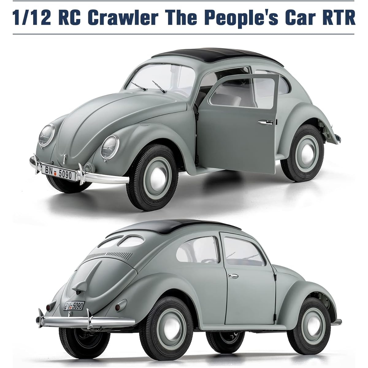 1/12 RC Crawler The People's Car RTR Grey RTR 4RWD Off-Road Truck Hobby Grade Model Car RC Car Remote Control Car 4-Ch and 2.4Ghz Transmitter LED Light Battery and USB Charger