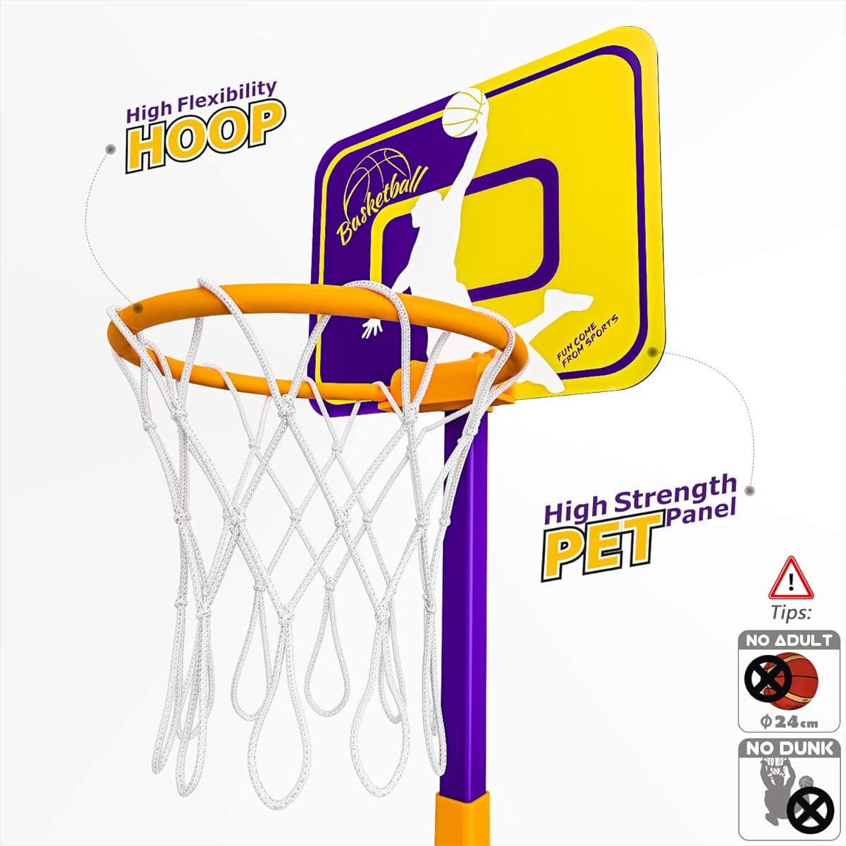 Basketball Hoop for Kids, Basketball Net for Kids, Indoor Basketball Hoop 3ft-6ft Height Adjustable Basketball Set, Basketball Hoop and Stand, with Ball and Air Pump