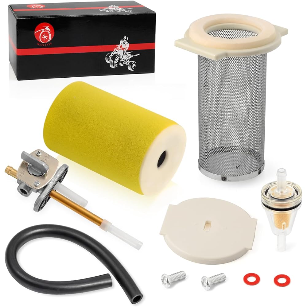 Air Filter & Guide & End Cap Kit Fuel Valve Petcock for Yamaha Big Bear 350 2WD 4WD 1987-1999 Kodiak 400 YFM400FW 1993-1999 1YW-14458-01-00 2HR-24500-02-00