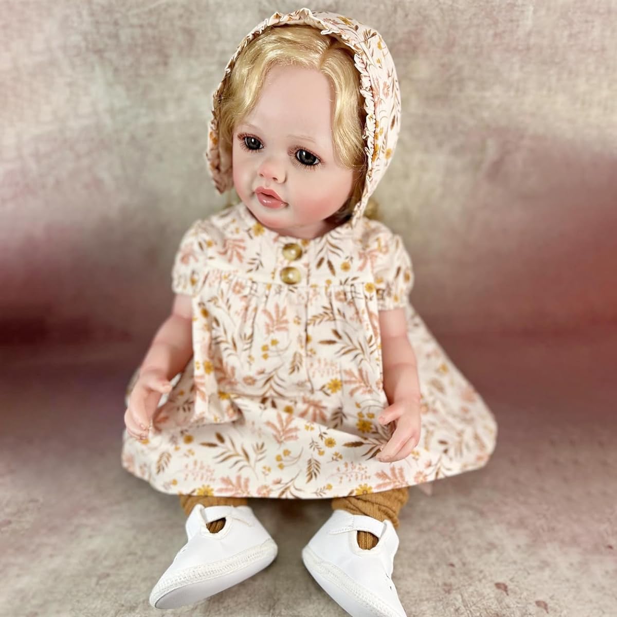 QARUQASE Reborn Baby Doll Girl with Hair 22 Inch Baby Soft Skin Realistic Newborn Doll Full Body Silicone Vinyl Anatomically Correct Lifelike Baby Doll with Meal Toy (Vinyl Body)