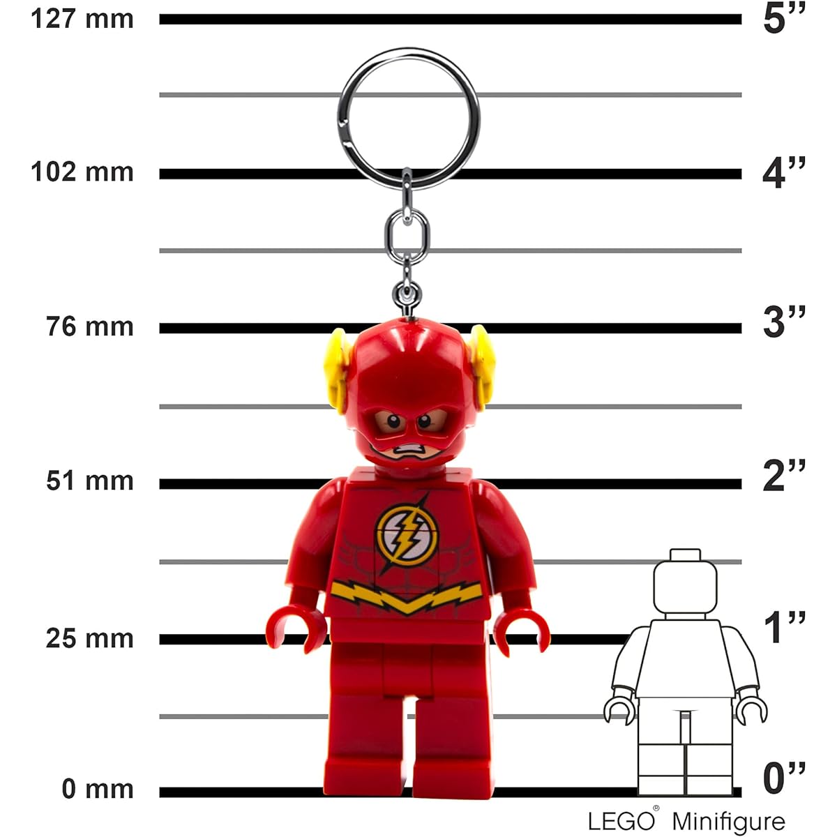 LEGO DC Super Heroes Keychain Light - The Flash - 3" Tall (KE65H), Red, Small