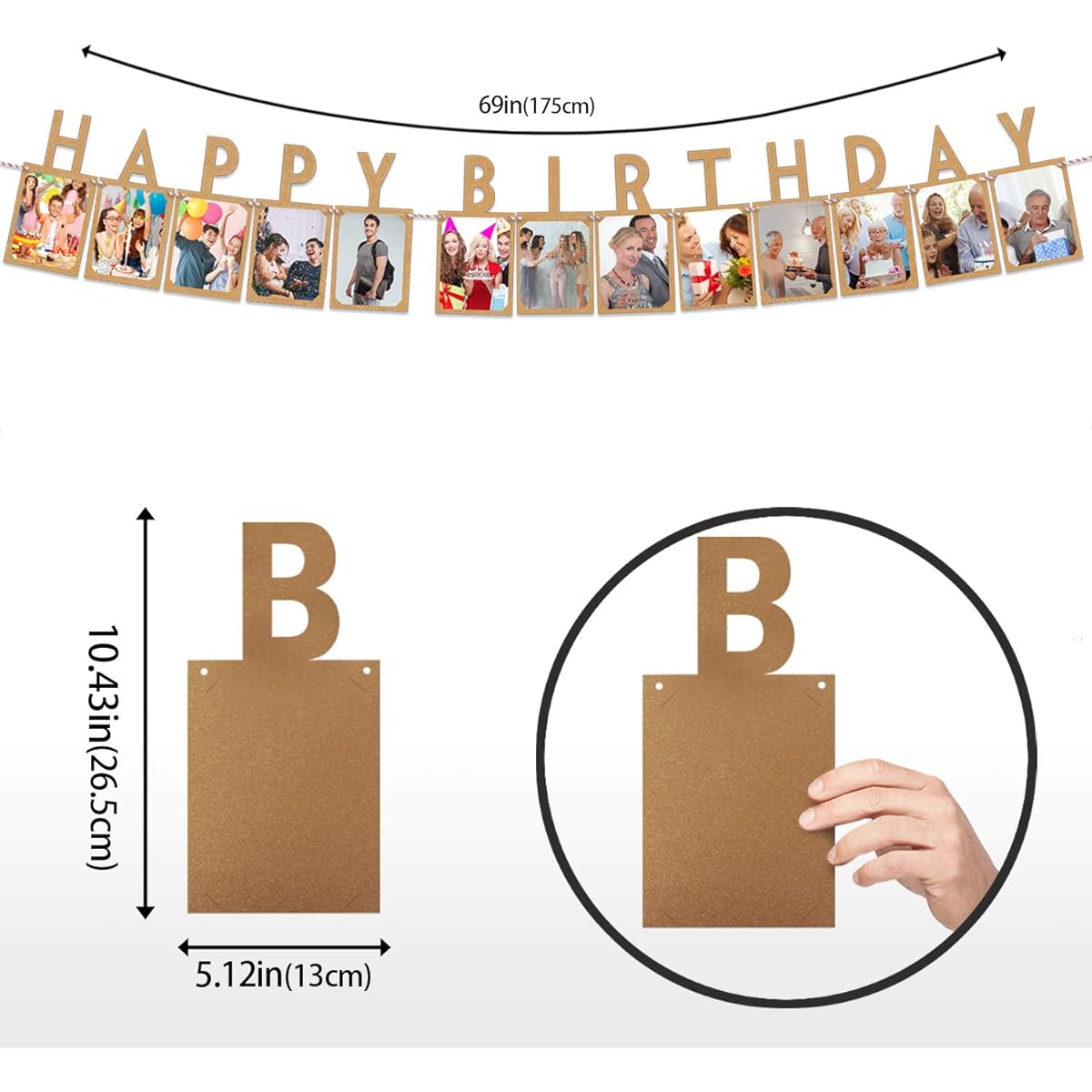 LINGPAR Happy Birthday Photo Banner for Baby Shower Party, Birthday Party Decorations Garland 12 Months 1 Year Crafts