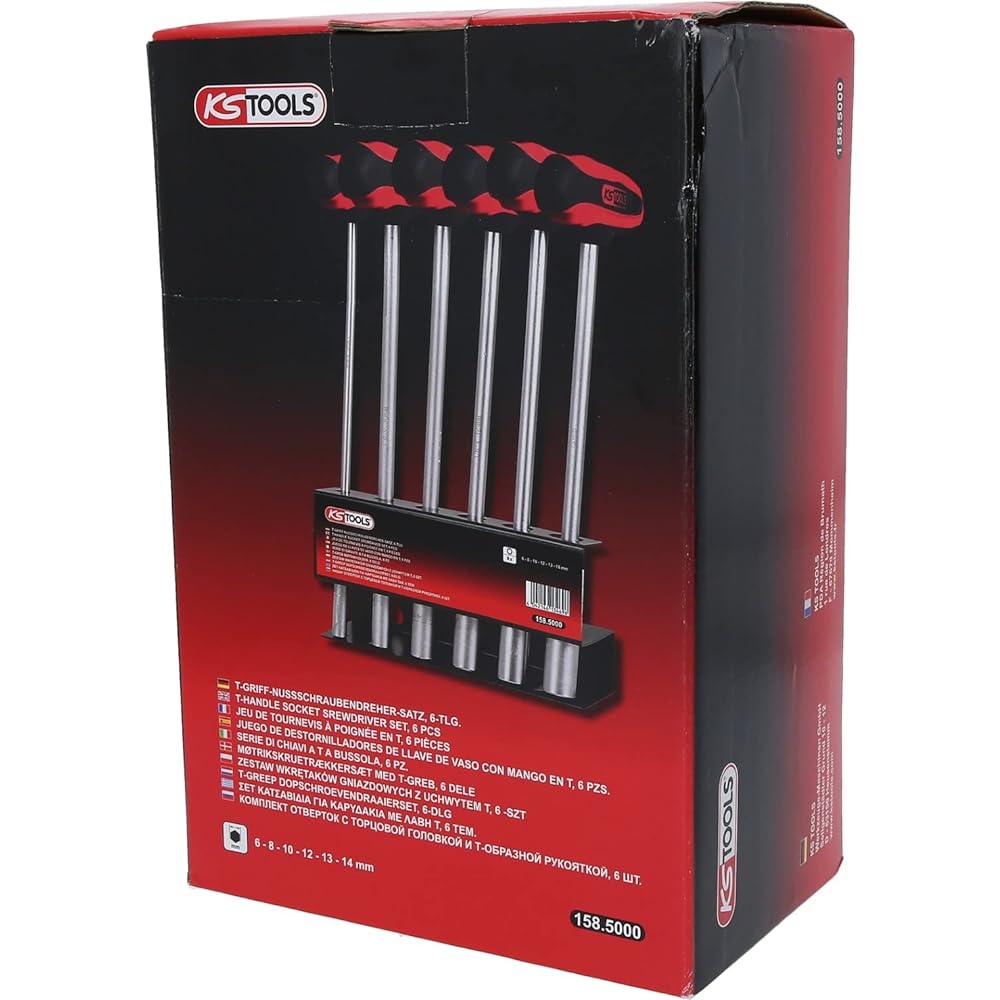 KS TOOLS CHROMEplus T-handle socket key set, 6 pcs, 6-14mm CHROMEplus T-handle socket key set 6 pcs 6-14mm 158.5000