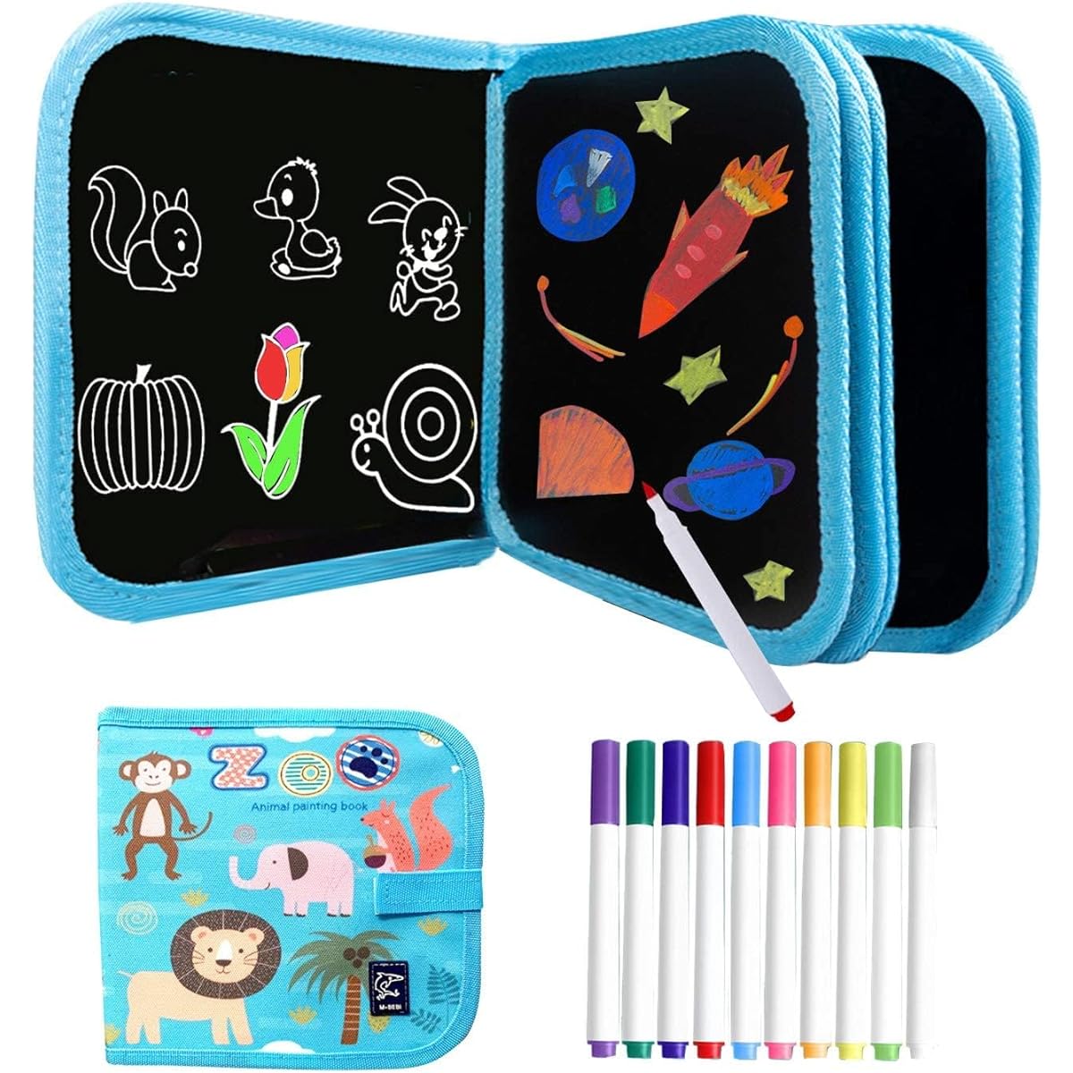 Kids Erasable Doodle Book Set - Toddler Activity Toys Reusable Drawing Pad Preschool Travel Art Toy Doodle Board Road Trip Car Game Writing Paint Set for Boys/Girls Age 3/4/5/6