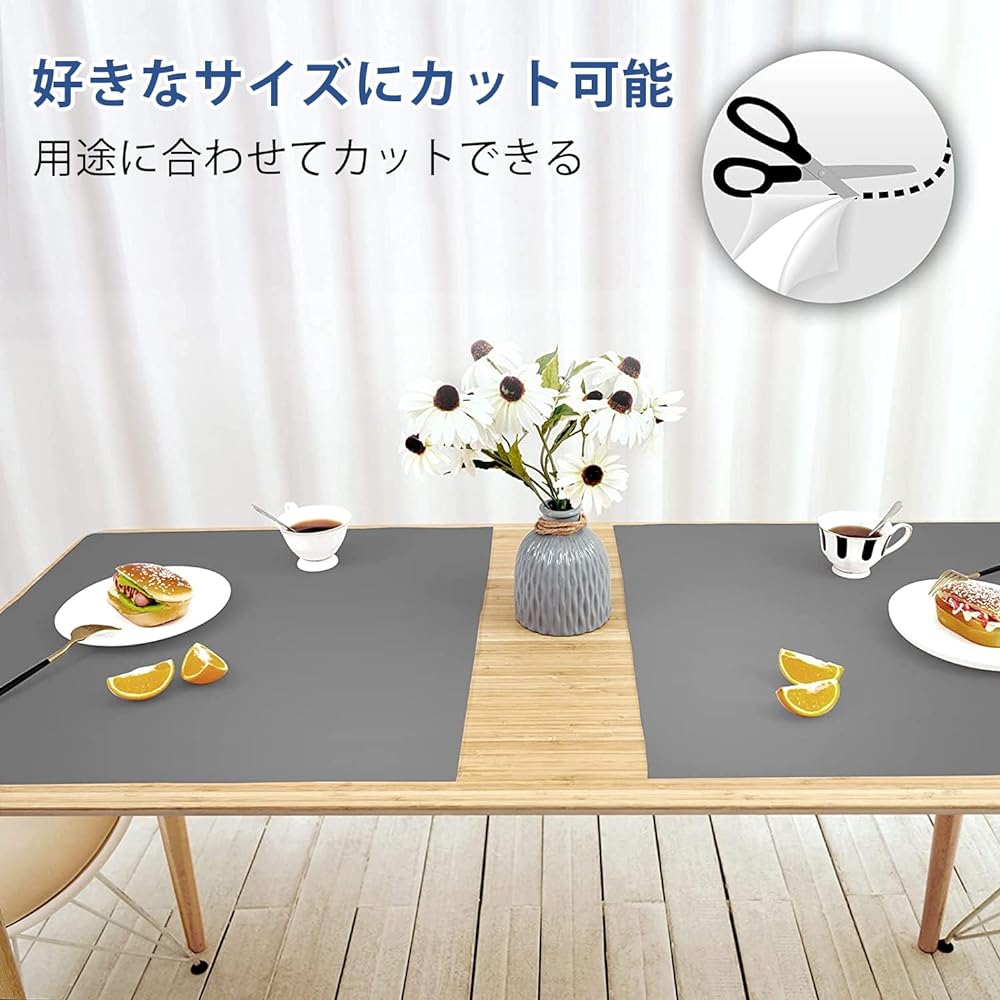 Aechy Cooktop Protection Mat, Silicone Mat, Large, 90 x 60cm, Thickness: 2mm, Cuttable, Kitchen Counter Protection Mat, Heat Resistant to 250°C, Anti-Slip, Scratch and Stain Prevention/Waterproof/Sound Absorption, Flexible, Compact Storage, Dark Gray