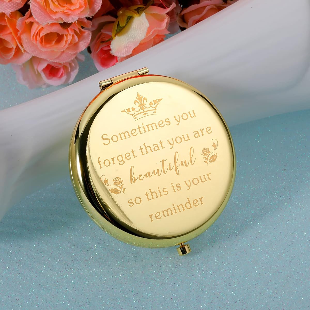 Inspirational Gift for Women, Girlfriends, Daughters Sometimes You Forget That You are Beautiful Stainless Steel Makeup Mirror Birthday Christmas Anniversary Valentine Gift for Girlfriend Wife Mom Friend