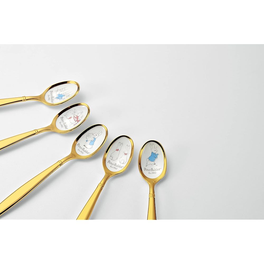 Asahi Peter Rabbit Cloisonne Spoon/Fork (Gold Finish) Set of 10 PR-0155