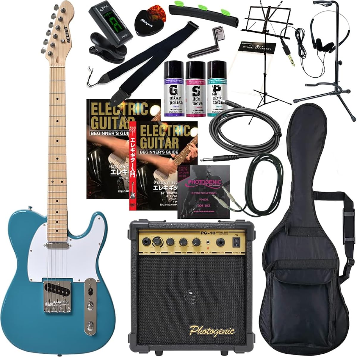 SELDER Electric Guitar Telecaster Type TL-17/DB Duck Blue Beginner 20-piece Set