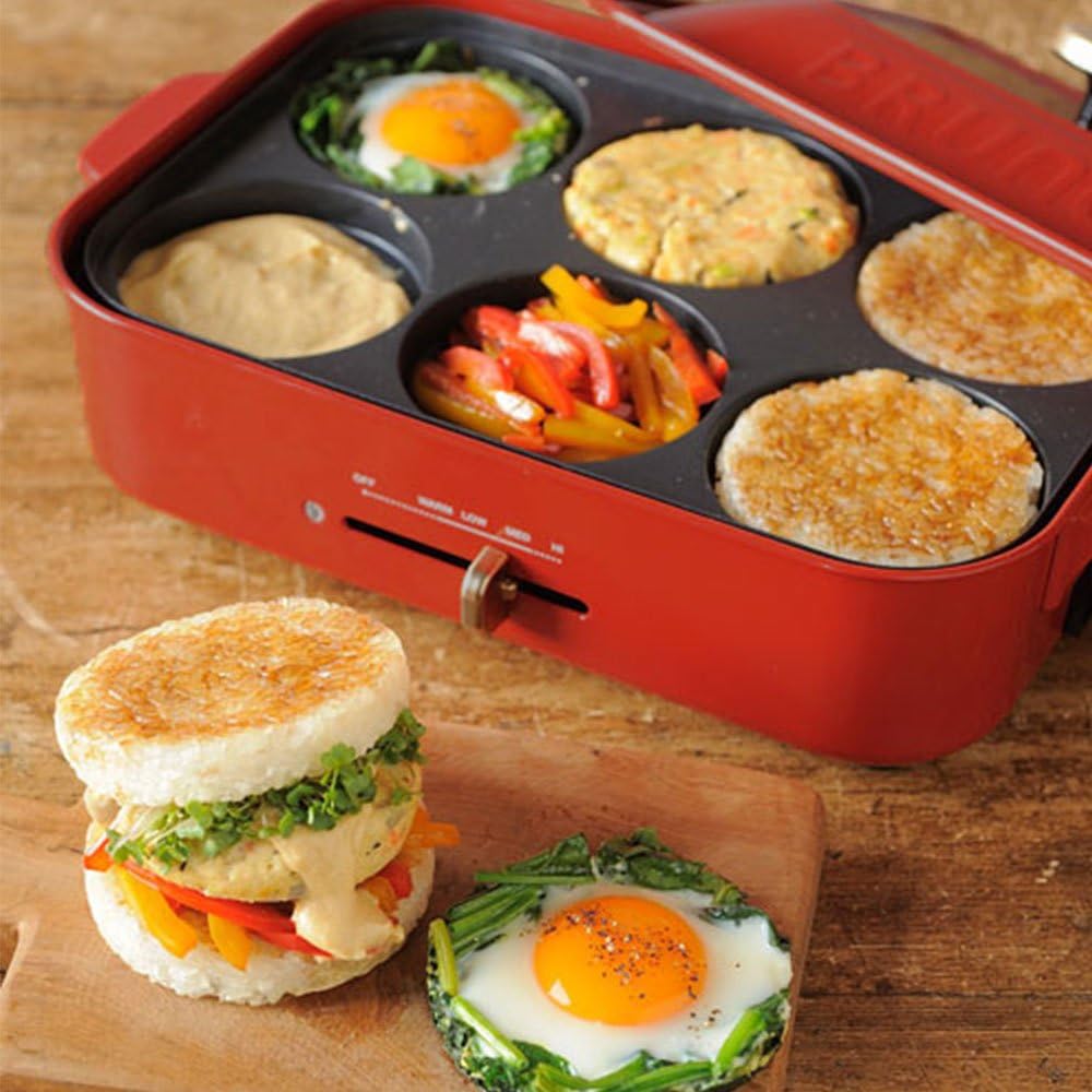BRUNO Compact Hot Plate Option Complete Set (Pot, Multi Grill), Stylish, Cute, For 1, 2, 3 People, Small, For Living Alone, Width: Approx. 40cm BOE021 1700338