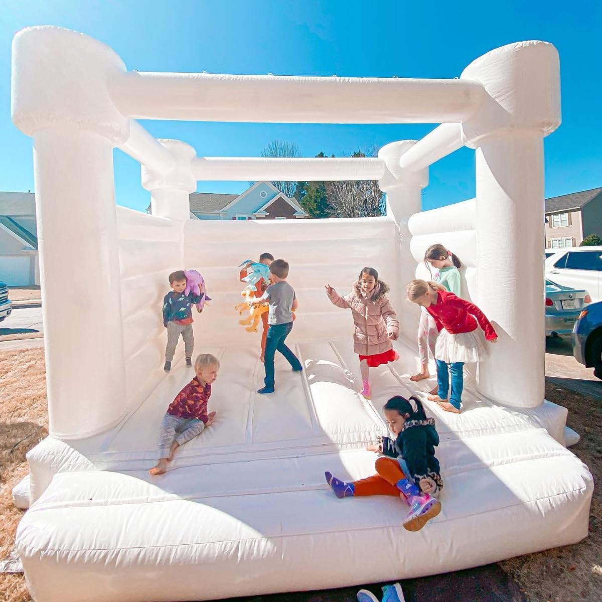 13x13ft White Bounce House Inflatable White Bounce House with Blower for Adults Kids Birthday Wedding Bounce House with Certificate