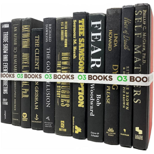 Authentic Decorative Books by Color Hardcover Décor Books for Home Decor, Interior Design, Office, Wedding Display, Instant Library, Staging (Half Foot, Black)