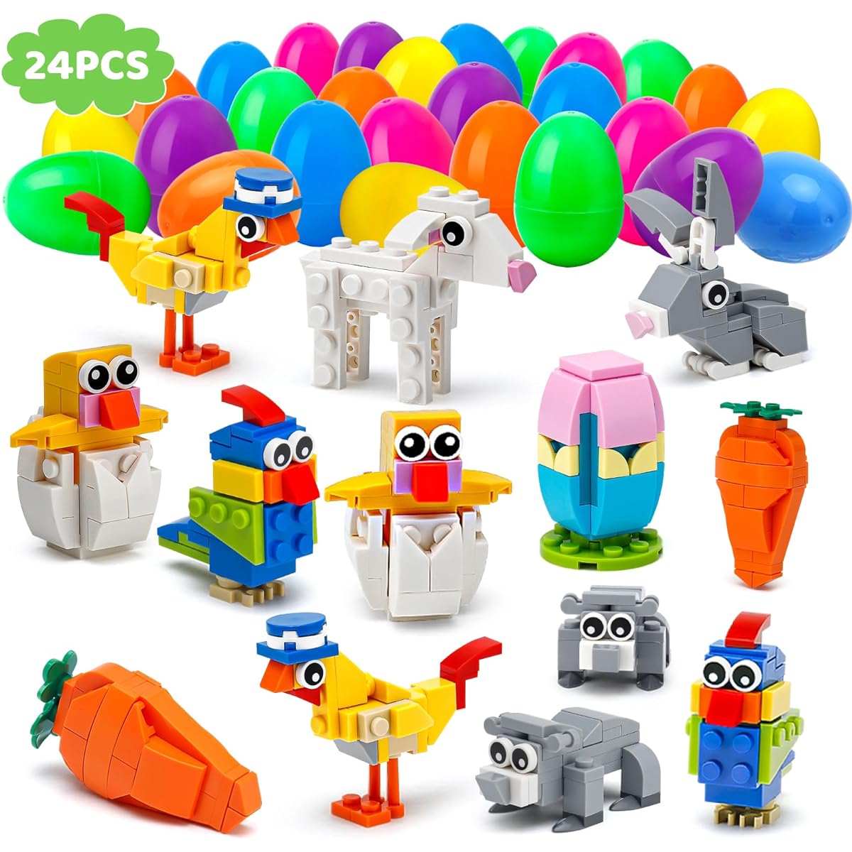 Craiiby Easter eggs 24 pack with building blocks