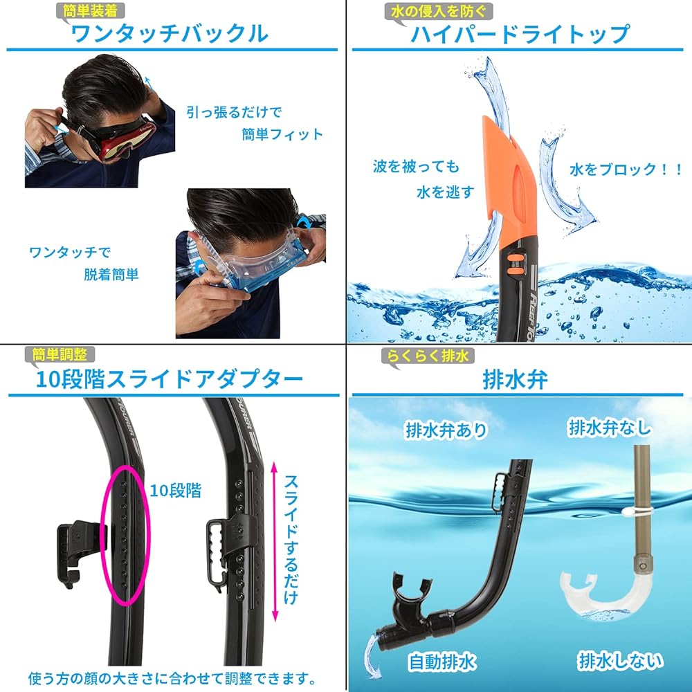 REEF TOURER Snorkeling Snorkel Mask Snorkel for Adults 2 Piece Set Silicone RC0117