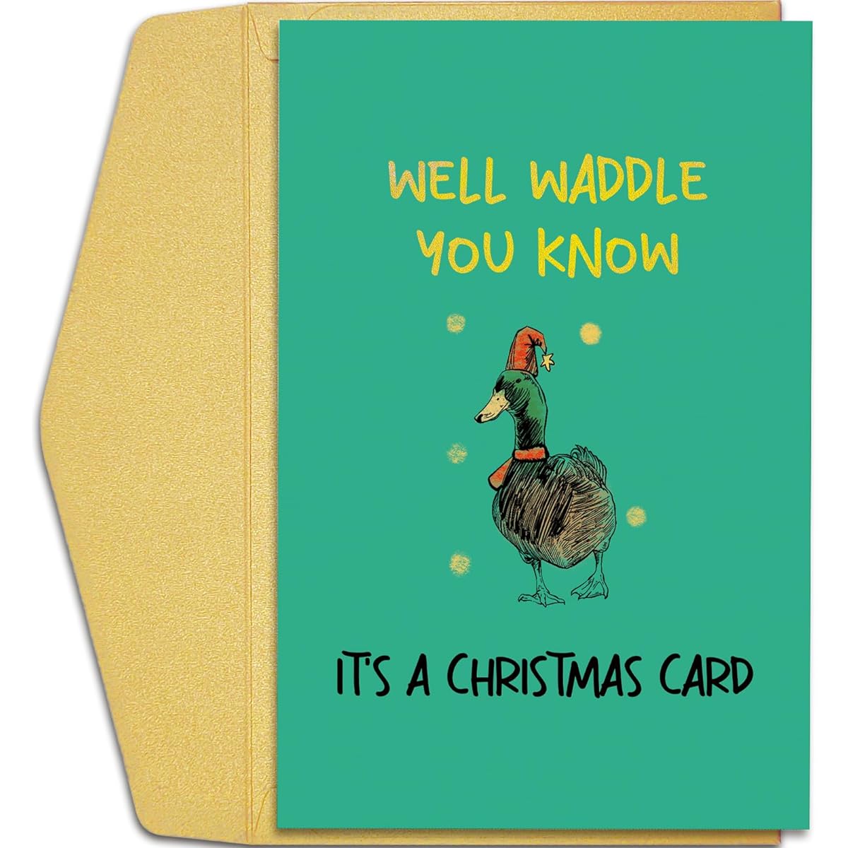 Qiliji Funny Duck Christmas Card Cute Duck Pun Christmas Card Merry Christmas Card Christmas Holiday Greeting Card Well Waddle You Know It's A Christmas Card