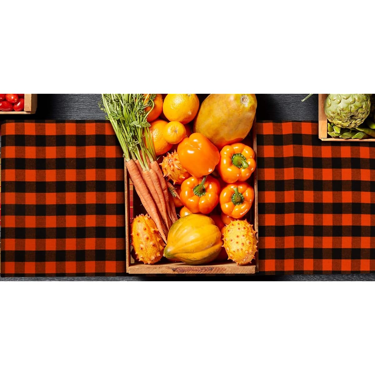Urban Villa Table Runner 100% Cotton Fused Table Runner 14" x 72" Oversized Buffalo Check Table Runner Heavier Quality 14" x 72" Halloween Check