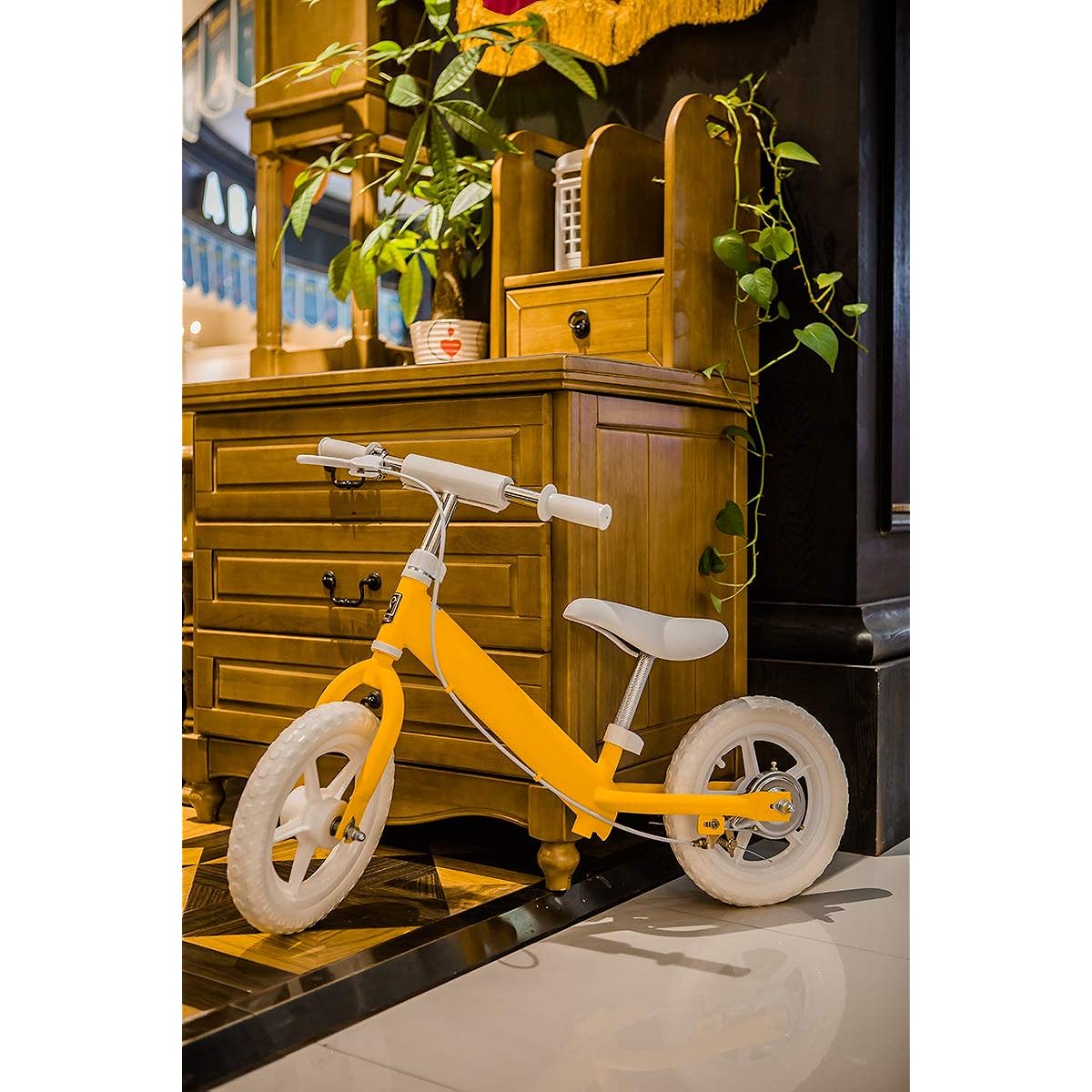 Children's Kick Bike with Brake Pieglice 12 Inch Running Bike Training Bike Bicycle Without Pedal Christmas Present Junior Boys Girls Kids (Matte Yellow)